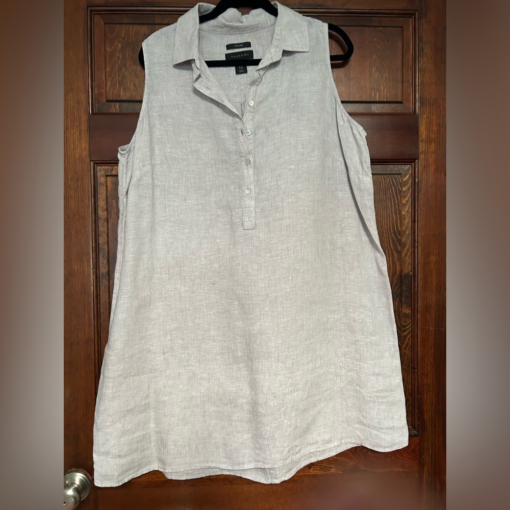 Sleeveless Linen Shift Dress - EUC